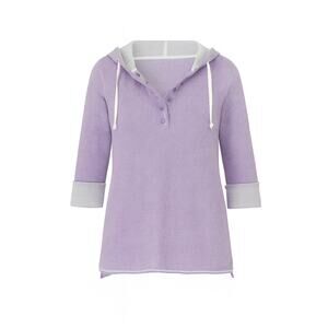 Soft Surroundings Just Beachy Purple Hooded Pullover Small